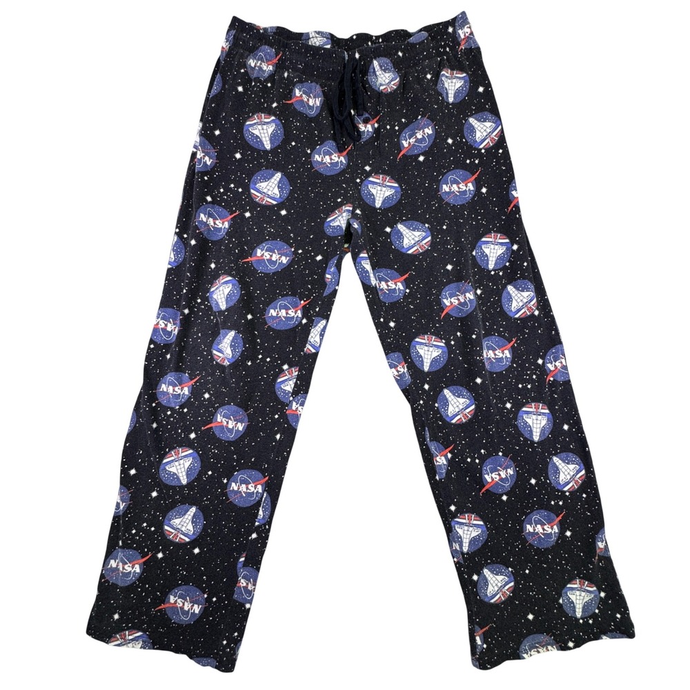 Mad Engine NASA Pajama Pants‎ Men's Size 2XL Black Space Shuttle Galaxy Print